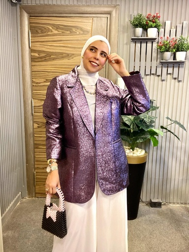 [rih53-sum25] Shimmer Metallic Formal V Blazer