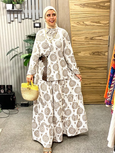 [rih58-sum25] Shimmer Mandella Stripped Skirt-Set