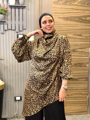Tiger satin drape Blouse