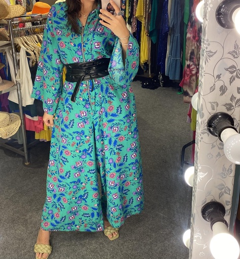 [T-002-sum25] Floral Zipper Wide Leg Jumpsuit