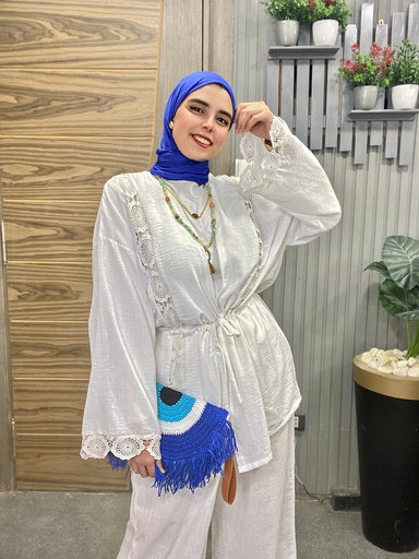 [S22-Hers-sum2025] Oscar Linen Guipure Pants Set