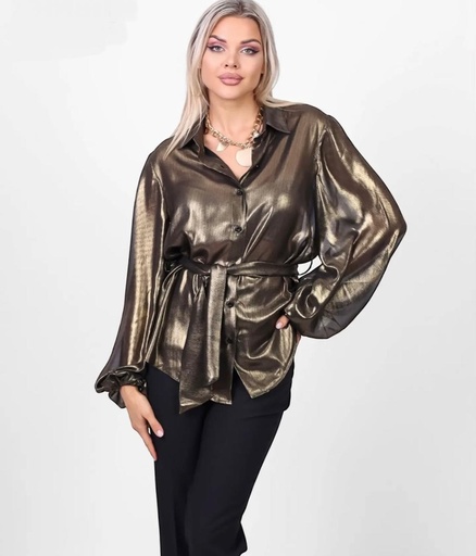 Disco Shimmer Puffy Sleeves Blouse