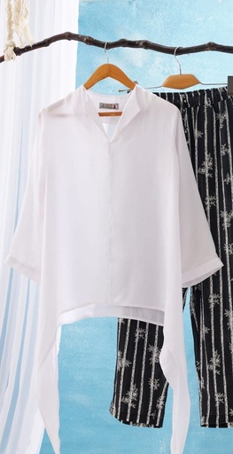 [cut25-Bs207]  Shimmer High-Low Side Basic Top 