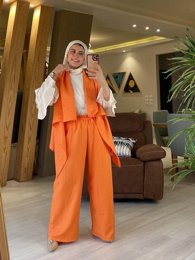 [8-ghada-sum24] Ruffled Vest Pants Set