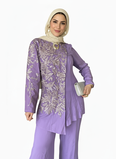 [Na306-sum25] Side Emb Stitched Pants Set