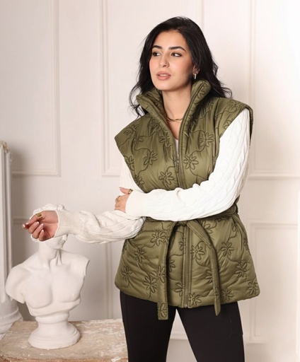 Turtle Neck Embroidery Vest