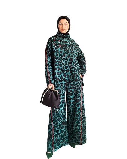 Leopard Print Embellished Suit