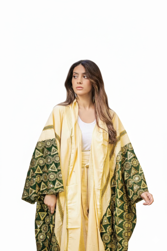 Embroidered Indian Linen-Chiffon Kaftan