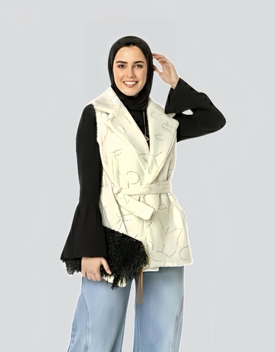 [S46/win26] Casual Scribble Fur Vest