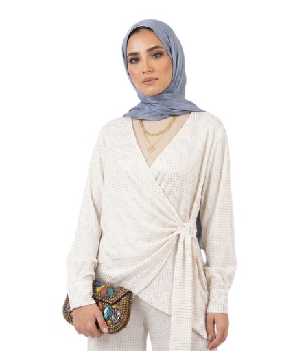 Metallic Pleated Wrap Suit