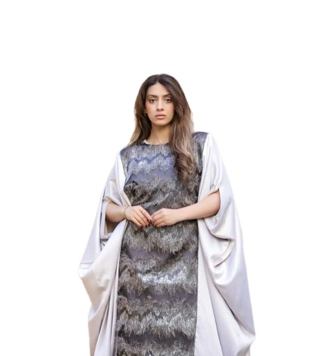 Satin Organza Detail Kaftan