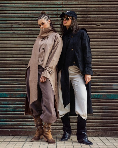 Layered Buttoned Trench Coat