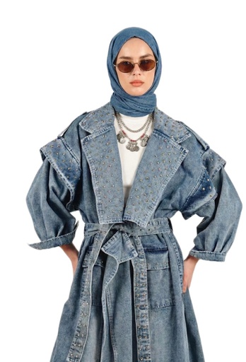  Studded Denim Coat