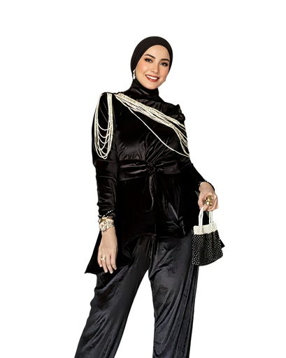 Velvet Shoulder Stress Chain Suit