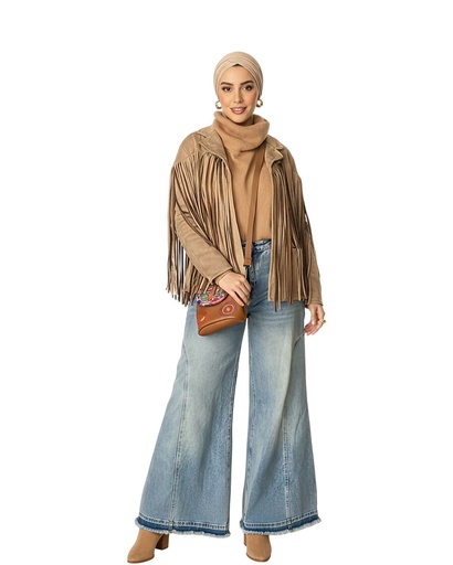 Collared Fringe Suede Shirt