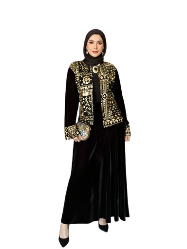 Embroidered Velvet Skirt Suit