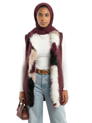 [win26] Fur-Trimmed Wool Vest