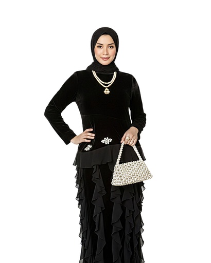 Elegant Velvet Ruffled Dress