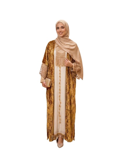 [rmd26] Velvet Sheer Cuff Kaftan