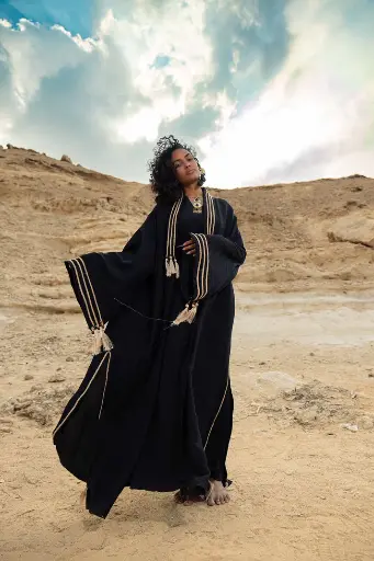 [R15\rmd26]  Chic Wool Striped Kaftan 