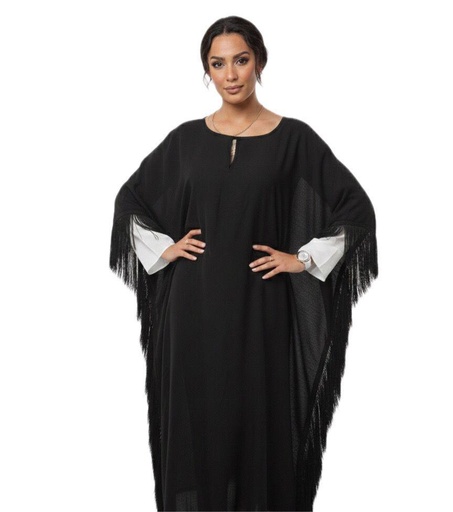 [R18\rmd26] Waist-Belted Tassel Kaftan