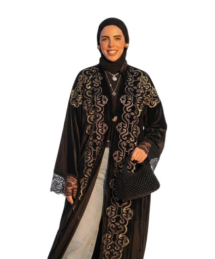 [win26] Random Embroidered Velvet Kaftan