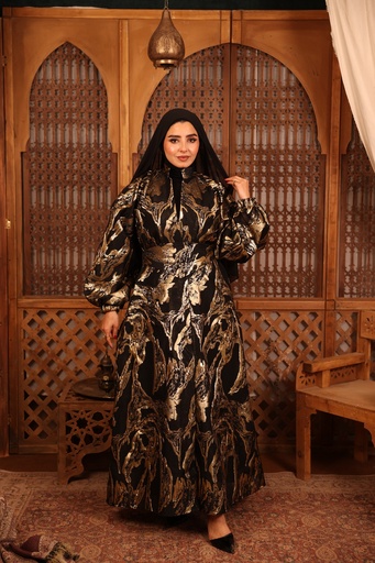 Luxury Patterned Organza Kaftan