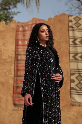 [R59\rmd26] Multicolor Sequin Velvet Kaftan