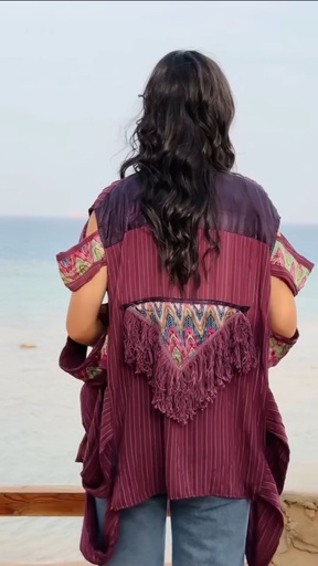 [L09-louqi] Gypsy Fringes Kimono Purple