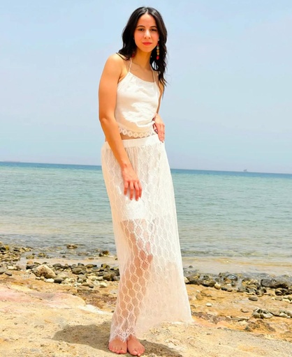 [L23-louqii] White Lace Skirt