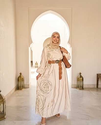 Elegant Painted Rose Dress