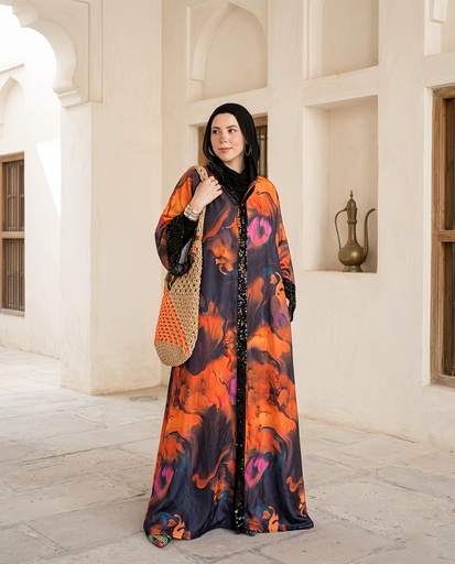 [sum26] Abstract Print Flowy Dress