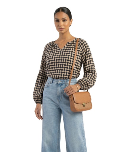 [SUM26\D22] Chiffon Diamond Pattern Shirt
