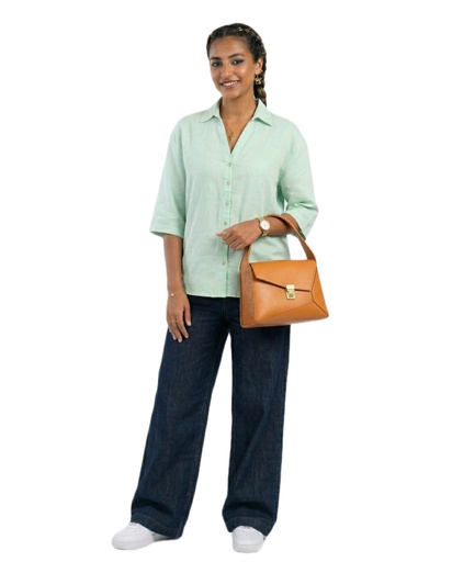 [d34\sum26] Pistachio Textured Shirt