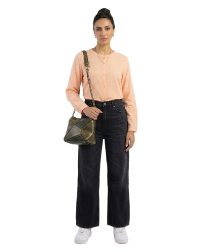 [d28\sum26] Peach Linen Long Shirt