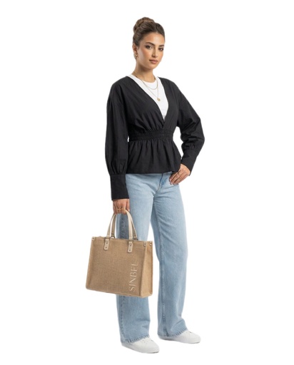 [D11\sum26] Smocked Waist Blouse