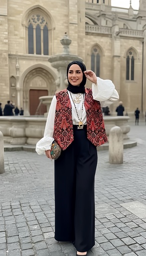 Indian-Inspired Embroidered Vest Suit