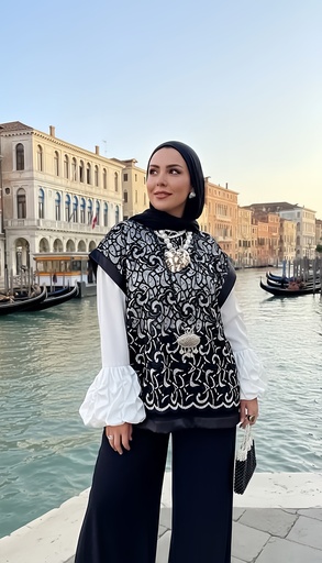 [sum26] Embroidered Lace Vest