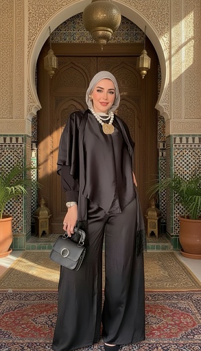 Asymmetrical Layered Satin Set