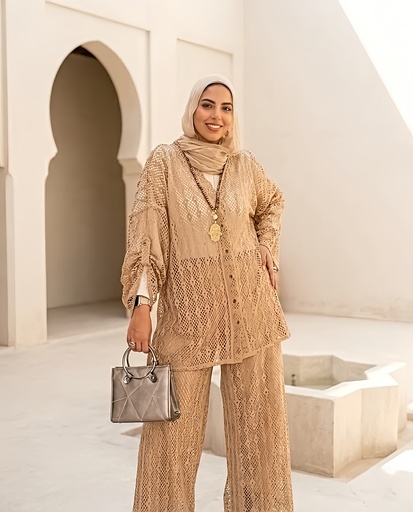 [sum26] Full Crochet Pants Set