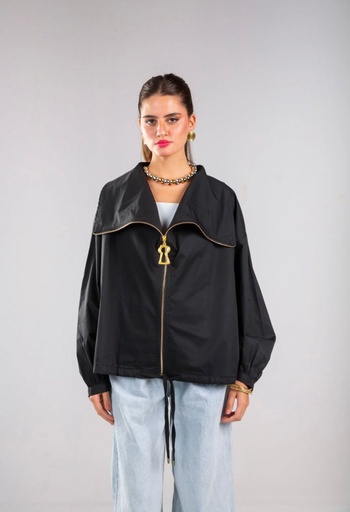Casual Oversized Collar Zip Jacket