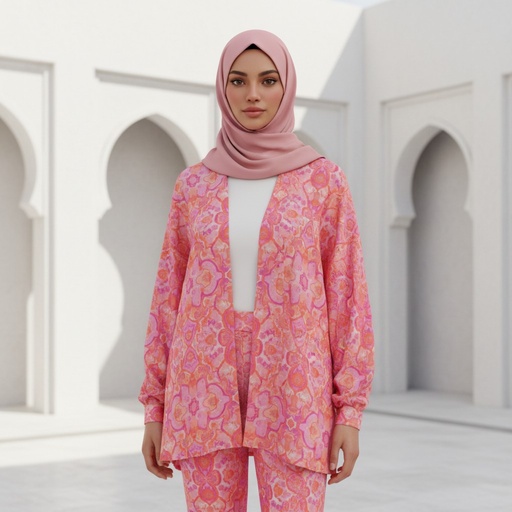 Abstract Print Buttoned Suit