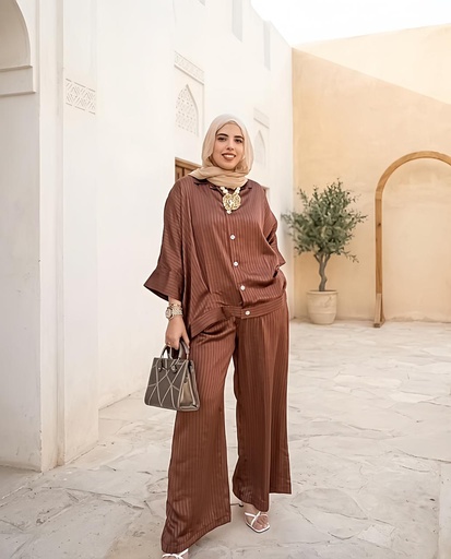 Striped Satin Shirt Suit