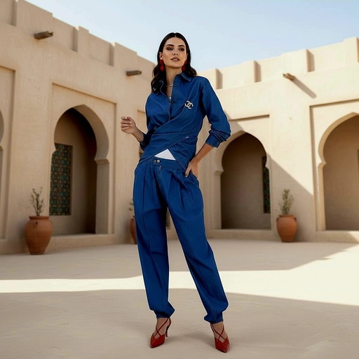 Long Front Shirt Denim Suit