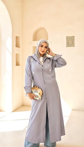 [SUM26] Hand Embroidered Belted Long Shirt