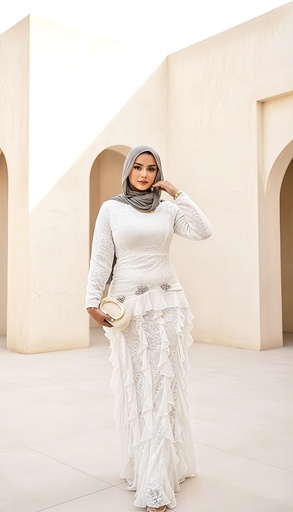 Crystal Lace Layered Chiffon Dress
