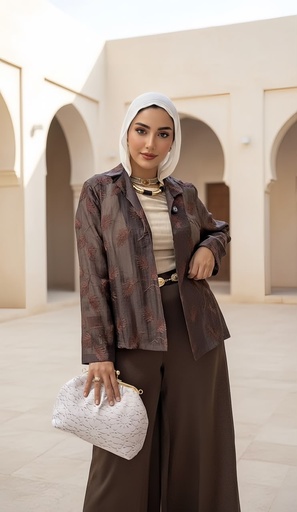 Thread-Embroidered Satin pant Suit