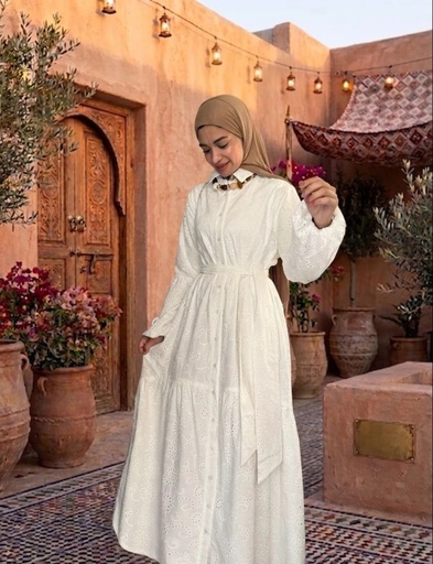 [sum26] Broderie Waist Tie Dress