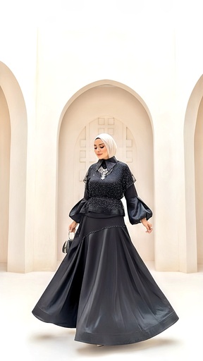 Lace Detail Organza Skirt Suit