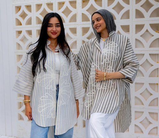 Embroidered Striped short shirt